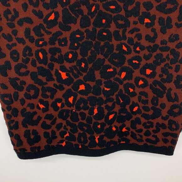 ALC Skirt Red Black Ellwood Leopard Print Pull On Pencil Knit - Picture 4 of 8